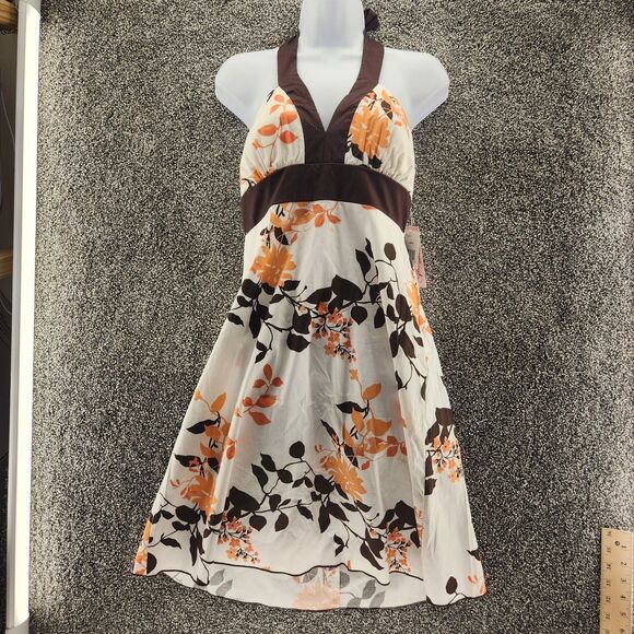 Speechless NWT Juniors 9 Peach brown floral sun dress - Picture 1 of 10